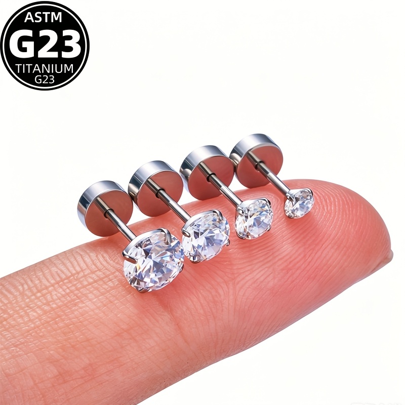 G23 Titanium Multicolor Round Stud Earrings Set, Hypoallergenic